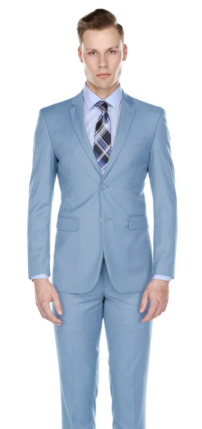 Light Blue Men's Slim-Fit Suit Single Breast Notch Lapel Style-PYS02