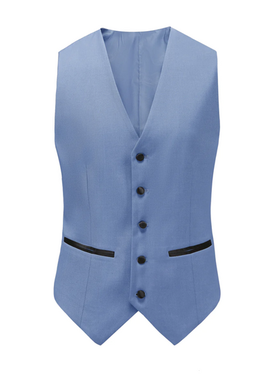 Light Blue Men's Slim-Fit Tuxedo Single Breasted Black Shawl Lapel Vested TX-300