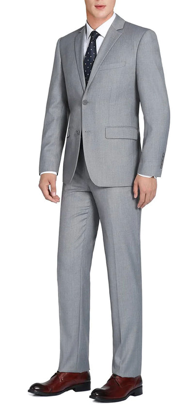Light Grey Renoir men's 2 piece slim fit suit single breasted notch lapel