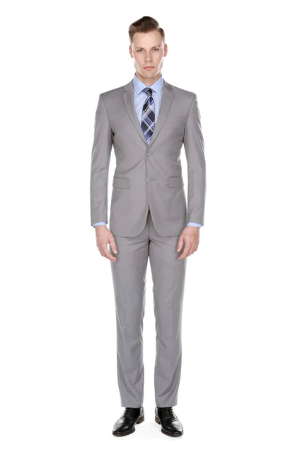 Light Grey Slim-Fit Men's Suit Single Breast Notch Lapel PYS02
