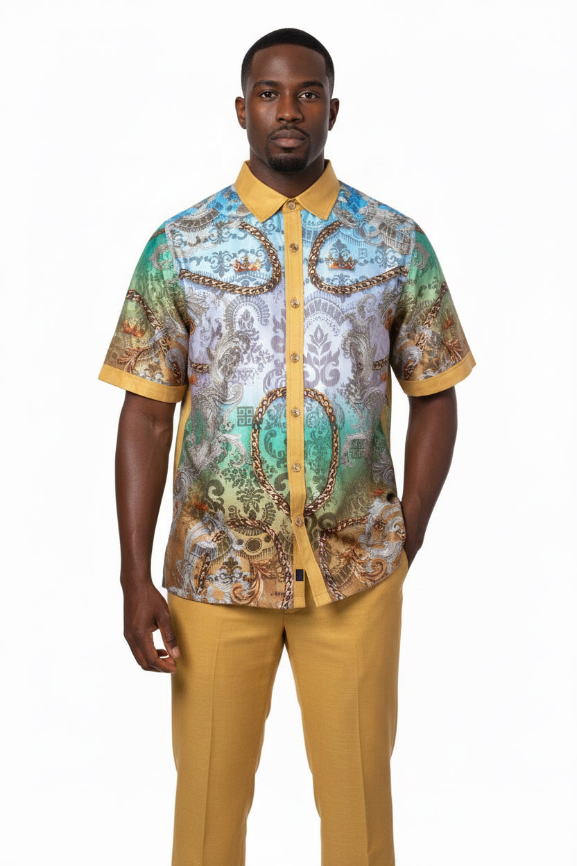 maize dress shirt Maize Gold Men's Linen Outfit Set Pants and Shirt LUX-660 Prestige – DESIGN  MENSWEAR
