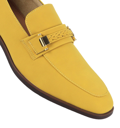 Mastrud Men's Slip-on Suede Loafer Shoes with Metal and Braid Buckle