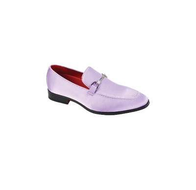 Men's Lilac Dress Satin Material Slip-On Shoes Sliver Buckle Style No-7018