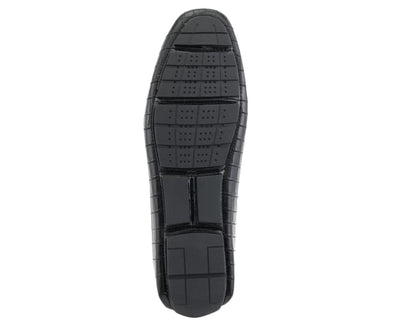 Men's Black Leather Luxury style Loafer Sliver Buckle Croc Design Leather