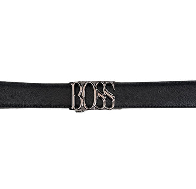 Men's Black Luxury Fashion Design Belt Genuine Leather Black Buckle