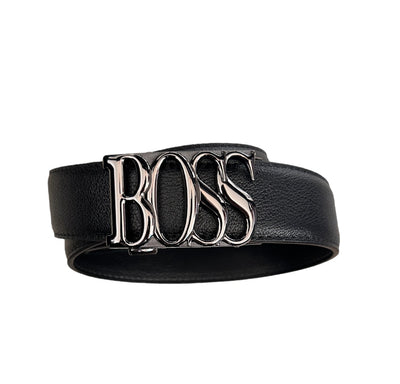 Men's Black Luxury Fashion Design Belt Genuine Leather Black Buckle