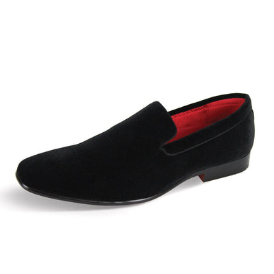 Men's Black Plain Velvet Slip-On Tuxedo shoes Luxury Design Style No: 7011