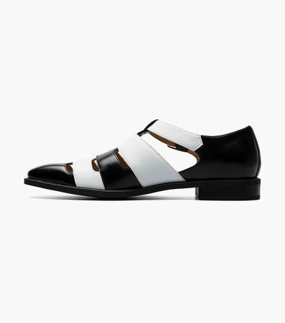 Men's Black/White Summer Leather Sandals Calderon Closed Toe Style No:25599-111