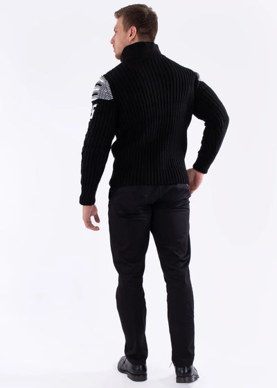 Men's Black and White Turtleneck Pullover Sweater Greek Key Style No-235131
