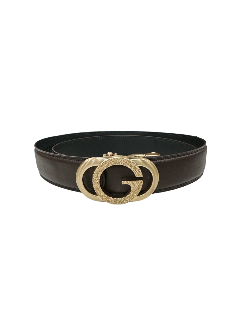 Brown Men's Gold Buckle Belt Genuine Leather Luxury Style 44