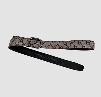 Men's Brown Printed Luxury Belt Genuine Leather G Buckle
