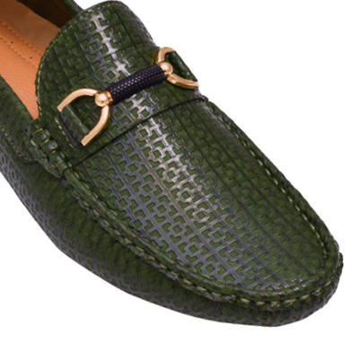 Men's Olive Green Summer Loafer Gold Buckle Style MOC-161 By Royal Shoes USA
