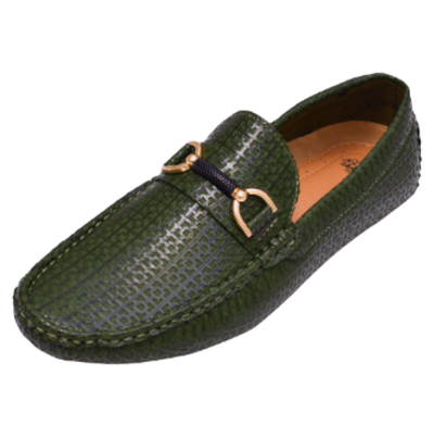 Men's Olive Green Summer Loafer Gold Buckle Style MOC-161 By Royal Shoes USA
