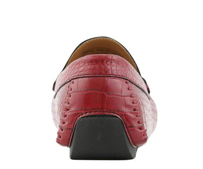 Men's Red Croc Leather Loafer Sliver Buckle Fashion Design