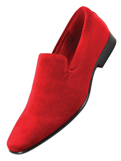 Men's Solid Red Velvet Slip-On Loafer Shoes Luxury Design Style No: 7011