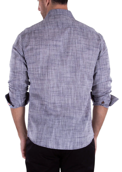 Men's Solid Black Linen Long Sleeve Shirt Modern-FIT Style No-202238