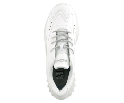 Men's White Leather casual Lace-Up Fashion Design Sneakers
