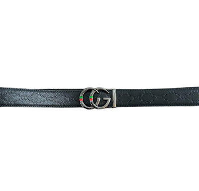 Men's Black Luxury Design Belt Genuine Leather G Black Buckle