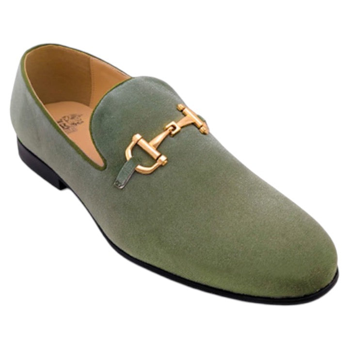 green emerald velvet dress Men's Sage Velvet Material Fashion Loafer Shoes with Gold Buckle LF-91 –  DESIGN MENSWEAR