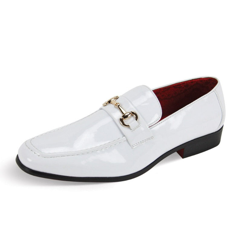 Men's White Patent Leather Dress Shoes Gold Buckle 7012 DESIGN MENSWEAR Men's White Patent Leather Dress Shoes Gold Buckle 7012 DESIGN MENSWEAR