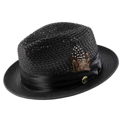 Montique Black Men's Summer Straw Hats Style H-34