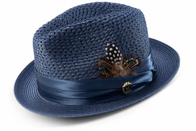 Montique Navy Blue Men's Summer Straw Hats Style H-34