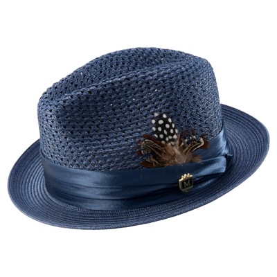 Montique Navy Blue Men's Summer Straw Hats Style H-34