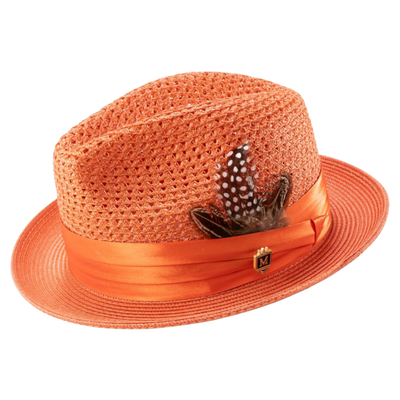 Montique Orange Men's Summer Straw Hats Style H-34
