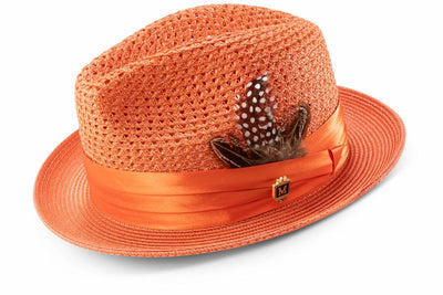 Montique Orange Men's Summer Straw Hats Style H-34