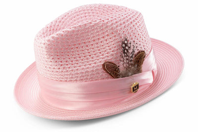 Montique Pink Men's Summer Straw Hats Style H-34