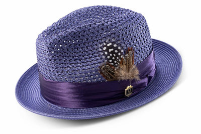 Montique Purple Men's Summer Straw Hats Style H-34