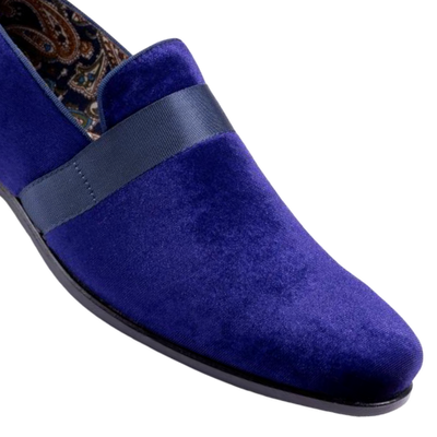 Purple Velvet Men's Shoe Slip-on with a satin ribbon Loafer