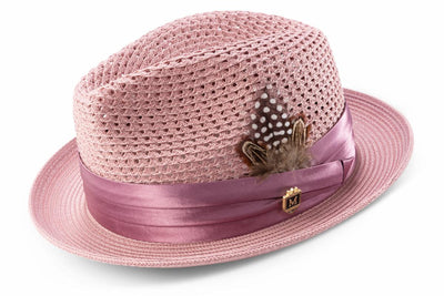 Montique Rose Pink Men's Summer Straw Hats Style H-34