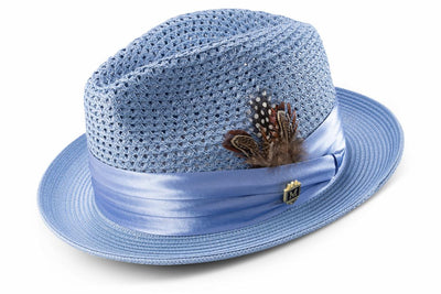 Montique Sky Blue Men's Summer Straw Hats Style H-34