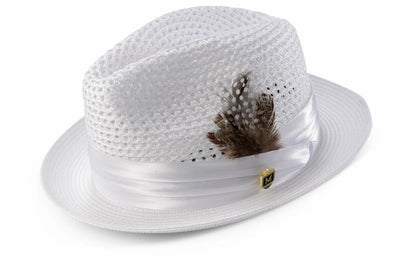 Montique White Men's Summer Straw Hats Style H-34