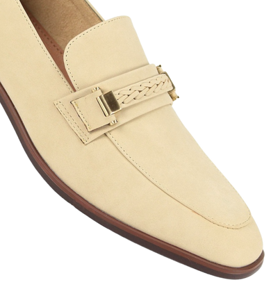 Natural Men's Slip-on Suede Loafer Shoes with Metal and Braid Buckle