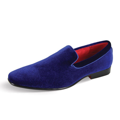 Navy Blue Men's Plain Velvet Slip-On Shoes Formal Design Style No: 7011