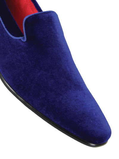 Navy Blue Men's Plain Velvet Slip-On Shoes Formal Design Style No: 7011