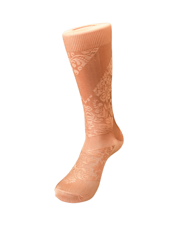 Peach Men Dress Solid Color Silky Socks Two-tone Thin Silky Feel Business Socks