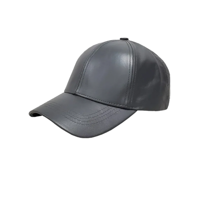 Grey Men's Genuine Cowhind Leather Adjustable Baseball Cap