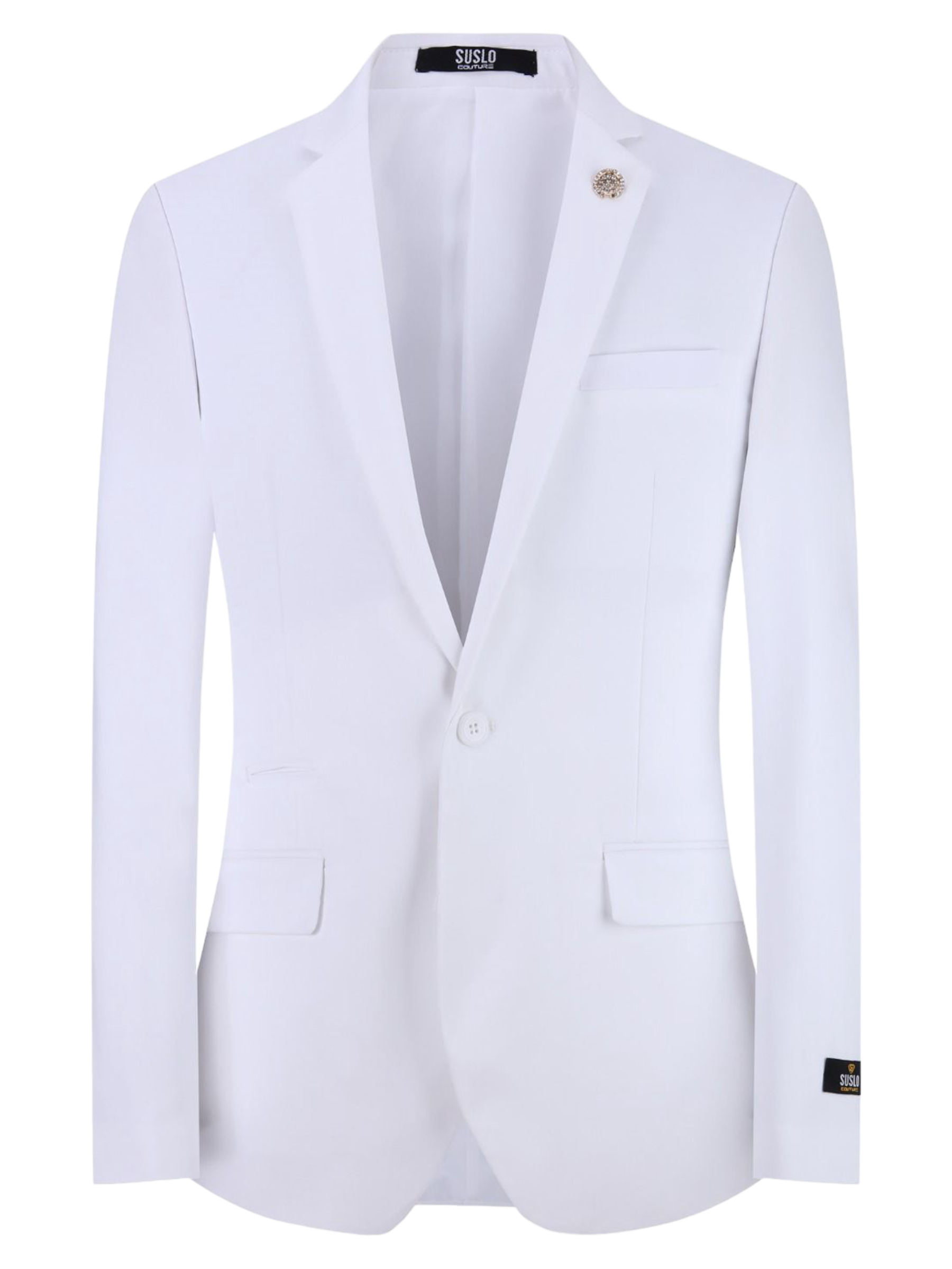 White Mens Blazer Jacket Stretch Fabric Notch Lapel Slim Fit Style S1 Design Menswear 7330