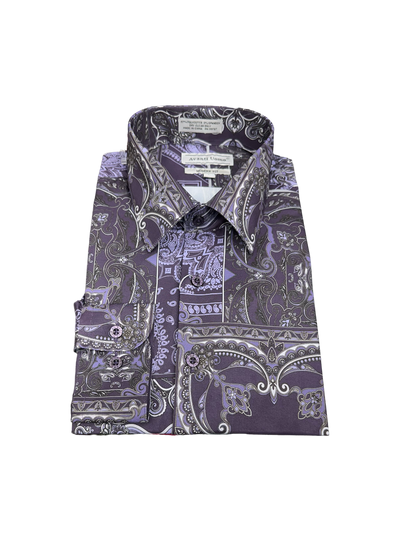 Purple Men's Fashion Design Paisley Dress Shirts Long Sleeves By Avanti Uomo