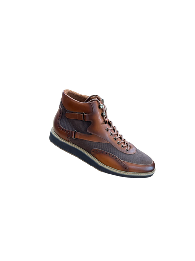 Cognac/Brow Men's Lace Up Casual Boot Leather and Suede