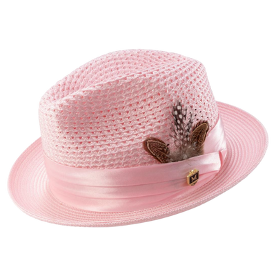 Montique Pink Men's Summer Straw Hats Style H-34