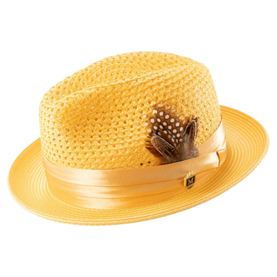 Montique Yellow Men's Summer Straw Hats Style H-34