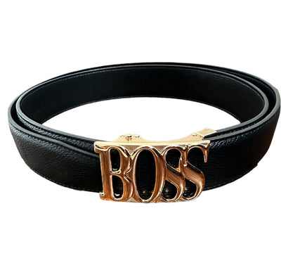 Men's Black Luxury Fashion Design Belt Genuine Leather Gold Buckle