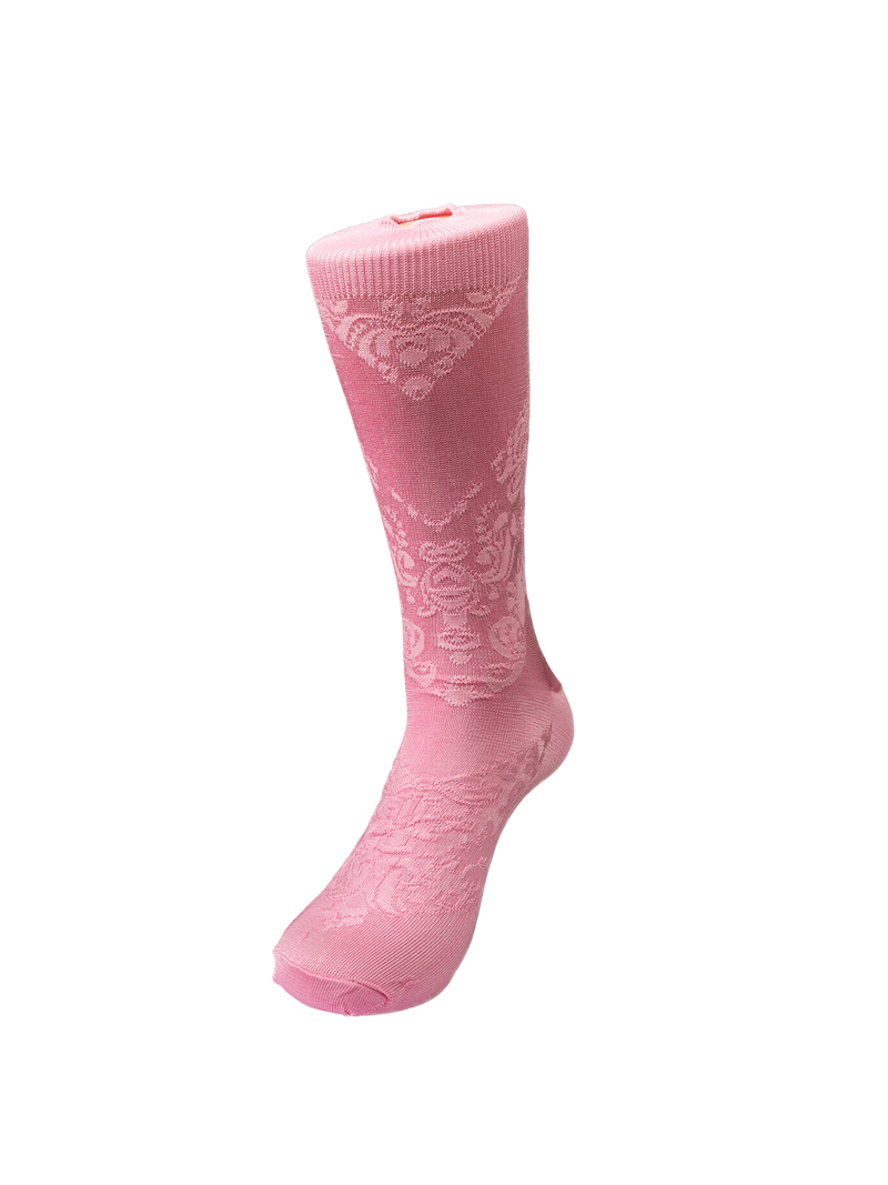 Pink Men Dress Solid Color Silky Socks Two-tone Thin Silky Feel Business Socks