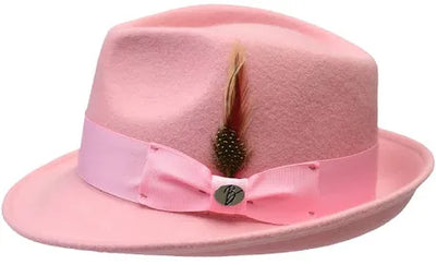 Bruno Capelo Pink Men's Wool Hat Hudson Lite Felt Fedora Hat