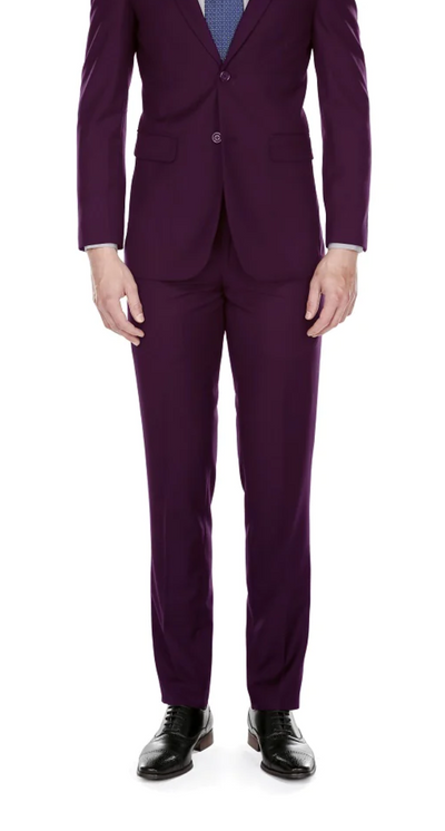 Plum Men's Slim-Fit Suit Single Breast Notch Lapel Style-PYS02