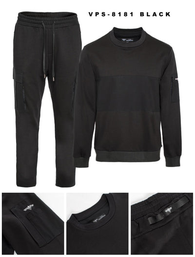 Premium GG Men's Black Jogging Set Sweatshirt and Pants with Packets